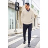 image:imageCOOFANDY Mens Shawl Collar Sweaters VNeck Relaxed Fit Cable PulloversApricot