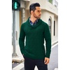 image:imageCOOFANDY Mens Shawl Collar Sweaters VNeck Relaxed Fit Cable PulloversDark Green