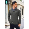 image:imageCOOFANDY Mens Shawl Collar Sweaters VNeck Relaxed Fit Cable PulloversGrey