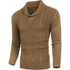 image:imageCOOFANDY Mens Shawl Collar Sweaters VNeck Relaxed Fit Cable PulloversKhaki