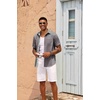 image:imageCOOFANDY Mens Short Sleeve Button Down Shirt Casual Summer Beach Untucked Vacation Textured Shirts with PocketDark Gray