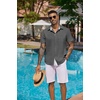 image:imageCOOFANDY Mens Short Sleeve Button Down Shirt Casual Summer Beach Untucked Vacation Textured Shirts with PocketDark Gray
