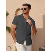 image:imageCOOFANDY Mens Short Sleeve Button Down Shirt Casual Summer Beach Untucked Vacation Textured Shirts with PocketGranite Gray