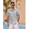 image:imageCOOFANDY Mens Short Sleeve Button Down Shirt Casual Summer Beach Untucked Vacation Textured Shirts with PocketQuiet Gray
