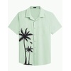 image:imageCOOFANDY Mens Short Sleeve Button Down Shirt Casual Summer Beach Untucked Vacation Textured Shirts with PocketSage Green  Palm Tree
