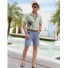 image:imageCOOFANDY Mens Short Sleeve Button Down Shirt Casual Summer Beach Untucked Vacation Textured Shirts with PocketSage Green  Palm Tree