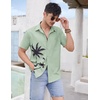 image:imageCOOFANDY Mens Short Sleeve Button Down Shirt Casual Summer Beach Untucked Vacation Textured Shirts with PocketSage Green  Palm Tree