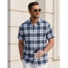 image:imageCOOFANDY Mens Short Sleeve Button Down Shirts Plaid Summer Dress Shirt with Pocket Business Casual Outfits for MenBlack White Plaid
