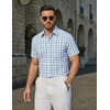 image:imageCOOFANDY Mens Short Sleeve Button Down Shirts Plaid Summer Dress Shirt with Pocket Business Casual Outfits for MenDark Blue White