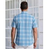 image:imageCOOFANDY Mens Short Sleeve Button Down Shirts Plaid Summer Dress Shirt with Pocket Business Casual Outfits for MenLight Blue Plaid