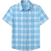 image:imageCOOFANDY Mens Short Sleeve Button Down Shirts Plaid Summer Dress Shirt with Pocket Business Casual Outfits for MenLight Blue Plaid