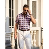 image:imageCOOFANDY Mens Short Sleeve Button Down Shirts Plaid Summer Dress Shirt with Pocket Business Casual Outfits for MenNavy Orange Plaid