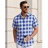 image:imageCOOFANDY Mens Short Sleeve Button Down Shirts Plaid Summer Dress Shirt with Pocket Business Casual Outfits for MenNavy White Check