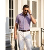 image:imageCOOFANDY Mens Short Sleeve Button Down Shirts Plaid Summer Dress Shirt with Pocket Business Casual Outfits for MenRed Blue Plaid