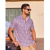 image:imageCOOFANDY Mens Short Sleeve Button Down Shirts Plaid Summer Dress Shirt with Pocket Business Casual Outfits for MenRed Blue Plaid