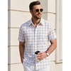 image:imageCOOFANDY Mens Short Sleeve Button Down Shirts Plaid Summer Dress Shirt with Pocket Business Casual Outfits for MenYellow Plaid