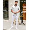 image:imageCOOFANDY Mens Short Sleeve Casual Button Down Shirts Summer Untucked Dress Shirts with PocketGreen Stripewhite