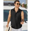 image:imageCOOFANDY Mens Sleeveless Beach Shirts Summer Button Up Tank Tops Casual Textured Tank ShirtBlack