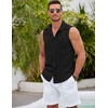 image:imageCOOFANDY Mens Sleeveless Beach Shirts Summer Button Up Tank Tops Casual Textured Tank ShirtBlack