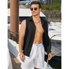 image:imageCOOFANDY Mens Sleeveless Beach Shirts Summer Button Up Tank Tops Casual Textured Tank ShirtBlack