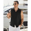 image:imageCOOFANDY Mens Sleeveless Beach Shirts Summer Button Up Tank Tops Casual Textured Tank ShirtBlack