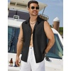 image:imageCOOFANDY Mens Sleeveless Beach Shirts Summer Button Up Tank Tops Casual Textured Tank ShirtBlack