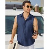 image:imageCOOFANDY Mens Sleeveless Beach Shirts Summer Button Up Tank Tops Casual Textured Tank ShirtBlue Violet