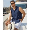 image:imageCOOFANDY Mens Sleeveless Beach Shirts Summer Button Up Tank Tops Casual Textured Tank ShirtBlue Violet
