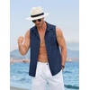 image:imageCOOFANDY Mens Sleeveless Beach Shirts Summer Button Up Tank Tops Casual Textured Tank ShirtBlue Violet