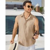 image:imageCOOFANDY Mens Sleeveless Beach Shirts Summer Button Up Tank Tops Casual Textured Tank ShirtKhaki