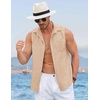 image:imageCOOFANDY Mens Sleeveless Beach Shirts Summer Button Up Tank Tops Casual Textured Tank ShirtKhaki