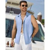 image:imageCOOFANDY Mens Sleeveless Beach Shirts Summer Button Up Tank Tops Casual Textured Tank ShirtLight Blue