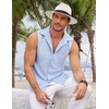 image:imageCOOFANDY Mens Sleeveless Beach Shirts Summer Button Up Tank Tops Casual Textured Tank ShirtLight Blue