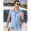 image:imageCOOFANDY Mens Sleeveless Beach Shirts Summer Button Up Tank Tops Casual Textured Tank ShirtLight Blue