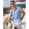 image:imageCOOFANDY Mens Sleeveless Beach Shirts Summer Button Up Tank Tops Casual Textured Tank ShirtLight Blue