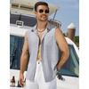 image:imageCOOFANDY Mens Sleeveless Beach Shirts Summer Button Up Tank Tops Casual Textured Tank ShirtLight Grey