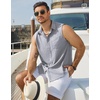 image:imageCOOFANDY Mens Sleeveless Beach Shirts Summer Button Up Tank Tops Casual Textured Tank ShirtLight Grey