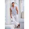 image:imageCOOFANDY Mens Sleeveless Beach Shirts Summer Button Up Tank Tops Casual Textured Tank ShirtLight Grey