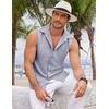 image:imageCOOFANDY Mens Sleeveless Beach Shirts Summer Button Up Tank Tops Casual Textured Tank ShirtLight Grey