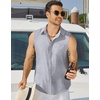 image:imageCOOFANDY Mens Sleeveless Beach Shirts Summer Button Up Tank Tops Casual Textured Tank ShirtLight Grey