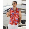 image:imageCOOFANDY Mens Sleeveless Beach Shirts Summer Button Up Tank Tops Casual Textured Tank ShirtPatriotic Red Floral
