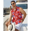 image:imageCOOFANDY Mens Sleeveless Beach Shirts Summer Button Up Tank Tops Casual Textured Tank ShirtPatriotic Red Floral