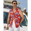image:imageCOOFANDY Mens Sleeveless Beach Shirts Summer Button Up Tank Tops Casual Textured Tank ShirtPatriotic Red Floral