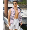 image:imageCOOFANDY Mens Sleeveless Beach Shirts Summer Button Up Tank Tops Casual Textured Tank ShirtPink Tropical Palm Tree
