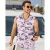 image:imageCOOFANDY Mens Sleeveless Beach Shirts Summer Button Up Tank Tops Casual Textured Tank ShirtPink Tropical Palm Tree