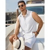 image:imageCOOFANDY Mens Sleeveless Beach Shirts Summer Button Up Tank Tops Casual Textured Tank ShirtWhite