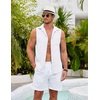 image:imageCOOFANDY Mens Sleeveless Beach Shirts Summer Button Up Tank Tops Casual Textured Tank ShirtWhite