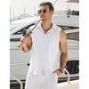 image:imageCOOFANDY Mens Sleeveless Beach Shirts Summer Button Up Tank Tops Casual Textured Tank ShirtWhite