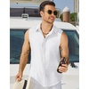 image:imageCOOFANDY Mens Sleeveless Beach Shirts Summer Button Up Tank Tops Casual Textured Tank ShirtWhite