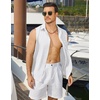 image:imageCOOFANDY Mens Sleeveless Beach Shirts Summer Button Up Tank Tops Casual Textured Tank ShirtWhite
